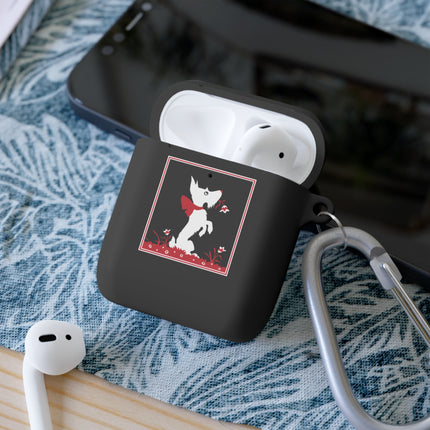 The Enchanting White Terrier with a Red Bow AirPods Case