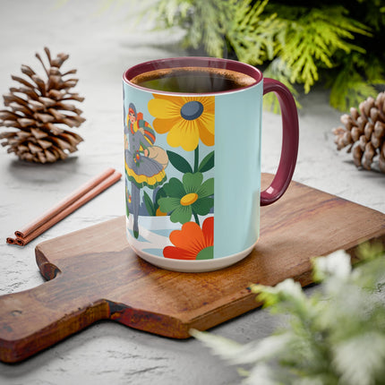 ❄️🌼 The Winter Flower Wanderer Colorful Mug – Colorful Art Deco Snow Fantasy