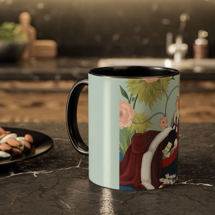 The Lady Of The Scarlet Chaise Colorful Mugs – Art Deco Romantic Elegance