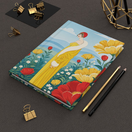 🌼💛 The Golden Garden Promenade Hardcover Journal – Art Deco Floral Elegance