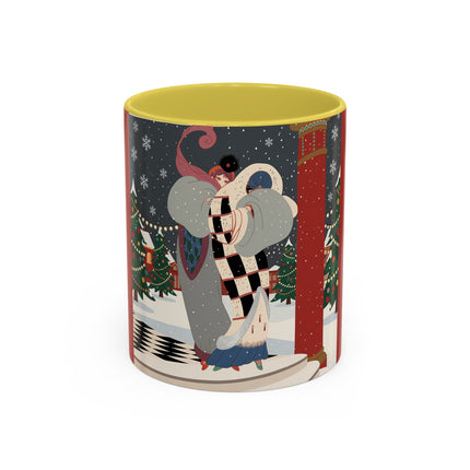 ❄️✨ The Winter Couture Promenade Colorful Mug – Art Deco Holiday Elegance