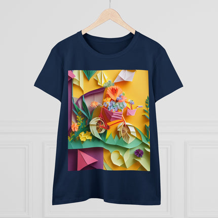 Origami Bicycle Women's Midweight Cotton Tee