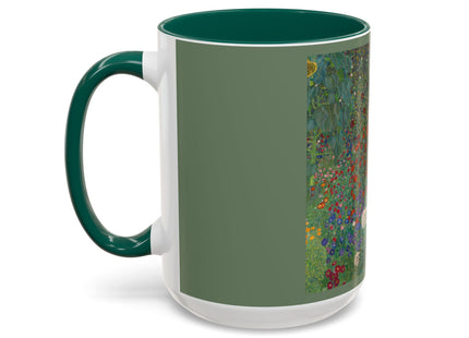 Farm Garden with Sunflowers by Gustav Klimt Colorful Mugs (11oz, 15oz)