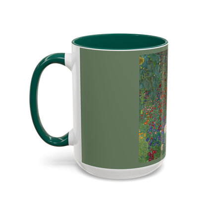 Farm Garden with Sunflowers by Gustav Klimt Colorful Mugs (11oz, 15oz)