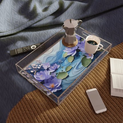 Tranquil Water Hyacinths Acrylic Serving Tray