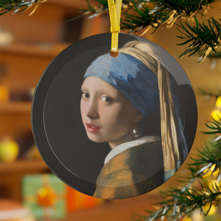 Girl with a Pearl Earring by Johannes Vermeer Glass Ornament