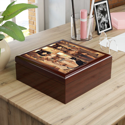 Egyptian Priestess Cats Jewelry Box