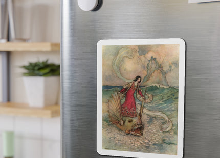 Rita Rides on the Dolphin by Warwick Goble Die-Cut Magnets (5 Sizes)