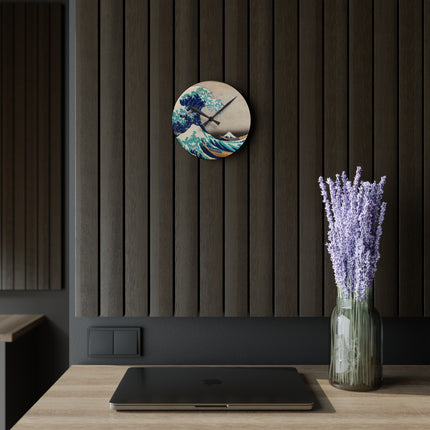 The Great Wave off Kanagawa by Katsushika Hokusai Acrylic Wall Clock, Round and Square