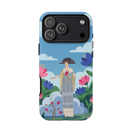 🌸🎩 The Lady Of The Grand Flower Garden Phone Case – Art Deco Fashion Illustration