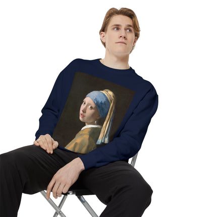 Girl with a Pearl Earring by Johannes Vermeer Unisex Garment-Dyed Sweatshirt