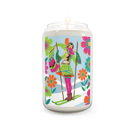 🎿🌸 The Winter Flower Adventurer Scented Soy Candle – Colorful Ski Fantasy