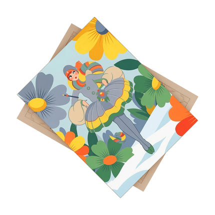 🌼❄️ The Winter Flower Wanderer Ceramic Tile – Art Deco Floral Fantasy