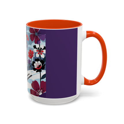 🎿❄️ The Winter Flower Skier Colorful Mug – Art Deco Alpine Fantasy