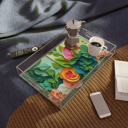 Summer Blooms and Fresh Vegetables Acrylic Serving Tray