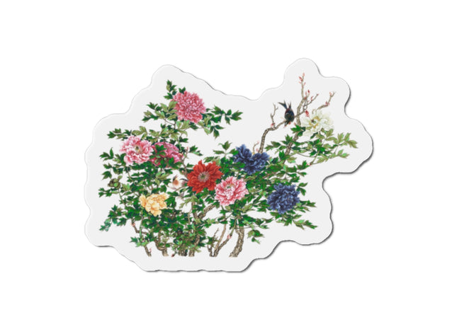 Peonies and Birds by Okamoto Shuki Die-Cut Magnets (5 Sizes)