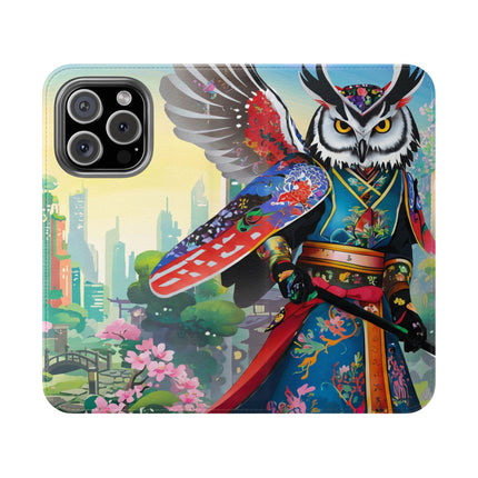 🦉⚔️ Cyberpunk Samurai Owl Flip Case – Neon Wisdom & Warrior Honor