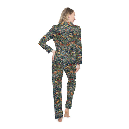 Strawberry Thief by William Morris Women's Satin Pajamas (AOP)