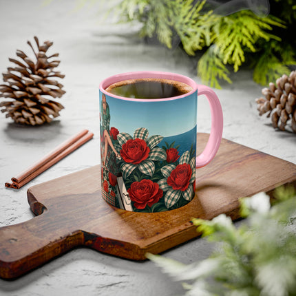 ⛵🌹 The Seaside Rose Traveler Colorful Mug – Art Deco Floral Elegance