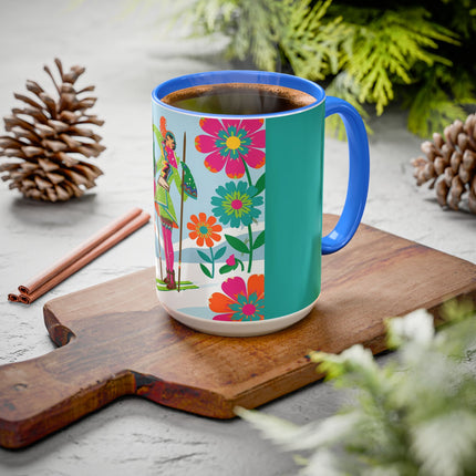 🎿🌸 The Winter Flower Adventurer Colorful Mug – Colorful Ski Fantasy