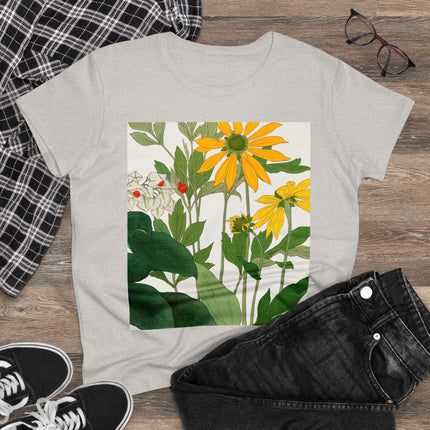 Clerodendrum & Rudbeckia Flower by Tanigami Kônan Women's Midweight Cotton Tee
