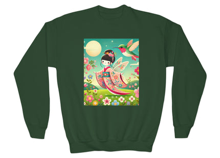 Geisha Fairy and the Hummingbird Blossom Youth Crewneck Sweatshirt