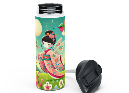 Geisha Fairy and the Hummingbird Blossom Stainless Steel Water Bottle, Standard Lid
