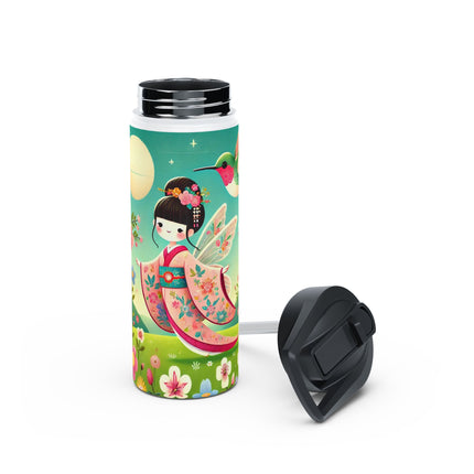 Geisha Fairy and the Hummingbird Blossom Stainless Steel Water Bottle, Standard Lid