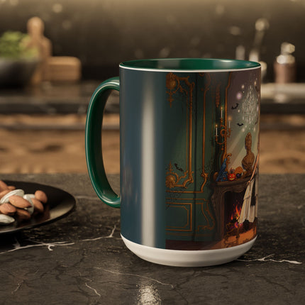 🕯️🎃 The Moonlit Manor Drawing Room Colorful Mug – Elegant Halloween Charm