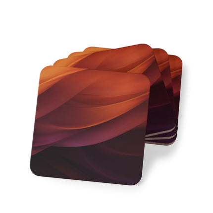Wave Pattern with Intertwined Hues of Orange, Rose, Maroon, and Purple Coasters