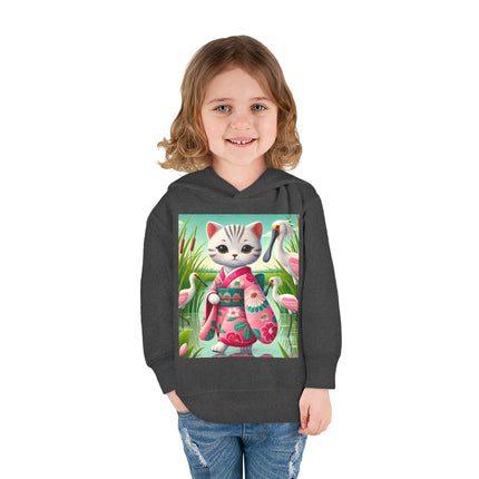 Geisha Kitten Strolls Among the Spoonbills Toddler Pullover Fleece Hoodie