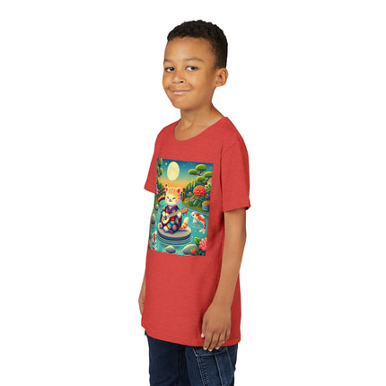 Melodic Kitten by the Koi Pond Youth Short Sleeve Tee