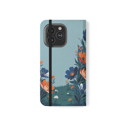 🌺🎩 The Lady Of The Grand Flower Garden Flip Case – Art Deco Floral Fantasy