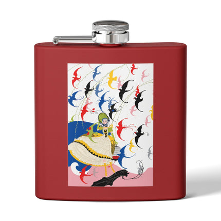 Flight of the Songbirds Stainless Steel Flask – Theatrical Whimsy & Colorful Harmony