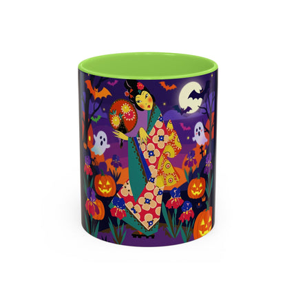 🌙🎃 The Moonlit Garden Masquerade Colorful Mug – Floral Halloween Charm