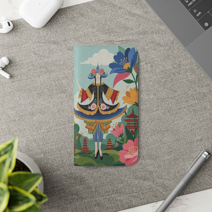 🌸🏯 The Lady Of The Pagoda Garden Flip Case – Art Deco Floral Fantasy