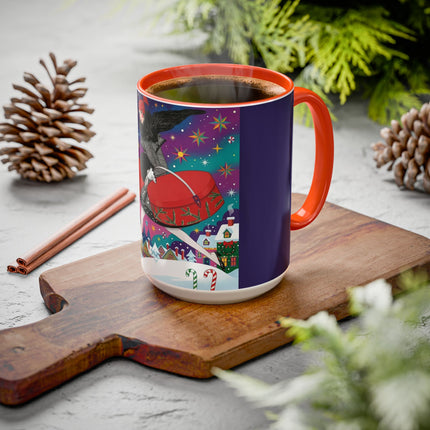 🎁✨ The Lady Of The Christmas Hatbox Colorful Mug – Art Deco Holiday Fantasy