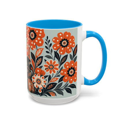🧳🌼 The Grand Floral Voyage Colorful Mug – Art Deco Travel Elegance