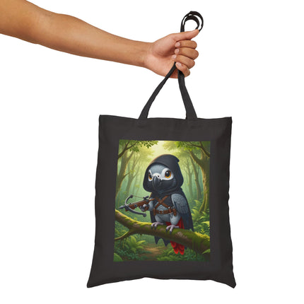 The African Grey Sentinel Cotton Canvas Tote Bag – Quiet Strength & Woodland Adventure
