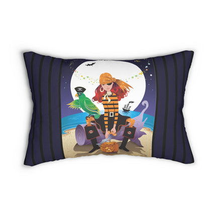 Moonlit Pirate Halloween Spun Polyester Lumbar Pillow
