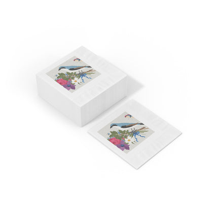 Bluebird & Butterfly White Coined Napkins – Spring Harmony & Delicate Beauty