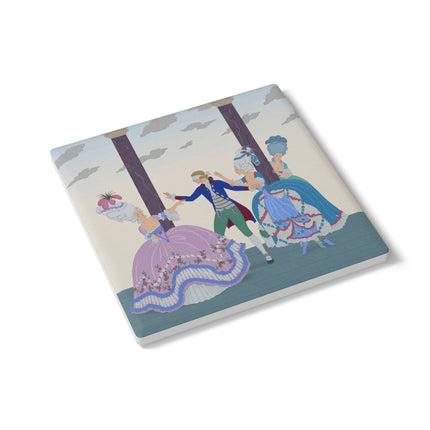🎭🌸 Blindman’s Bluff Ceramic Coaster – Rococo Courtship Whimsy