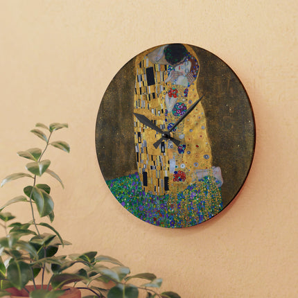 The Kiss by Gustav Klimt Acrylic Wall Clock, Round and Square
