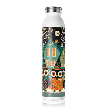 Night of the Trick-or-Treating Owlets Slim Water Bottle