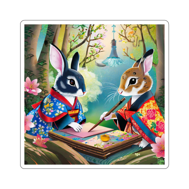 Fairy Animals Writing Wishes  Kiss-Cut Stickers (4 Sizes)