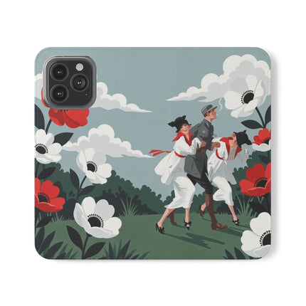 🌺🎩 The Ladies Of The Scarlet Garden Flip Case – Art Deco Floral Adventure