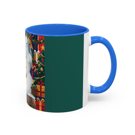 ☃️🎄 The Snowman's Christmas Companion Colorful Mug – Art Deco Holiday Fantasy