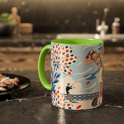 🌼🧡 The Polka Dot Wind Dancer Colorful Mug – Art Deco Fashion Whimsy