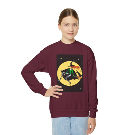 A Witch’s Moonlit Flight Youth Crewneck Sweatshirt