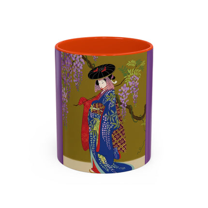 Wisteria Elegance Colorful Mug (11oz, 15oz) – Floral Beauty, Kimono Art & Timeless Grace